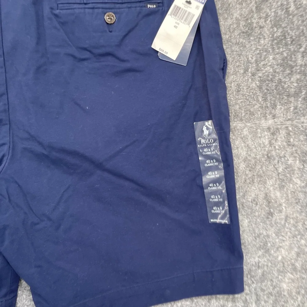 Polo Ralph Lauren Shorts Mens 40 Stretch Classic Fit 9 Inch Chino Navy Blue NWT